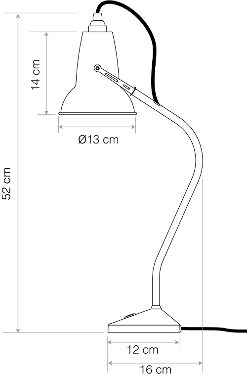 anglepoise lamp dimensions